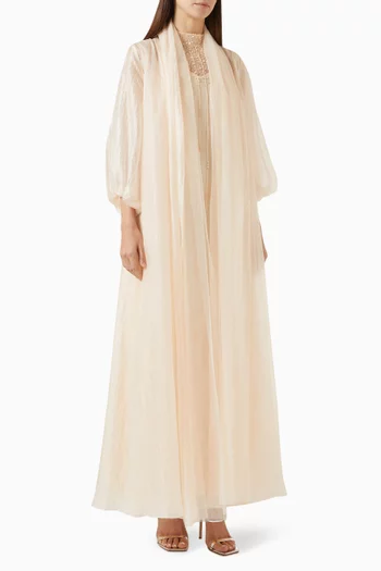 Embellished 3-piece Abaya Set in Organza & Tulle