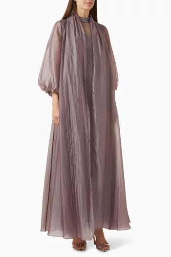 Embellished 3-piece Abaya Set in Organza & Tulle