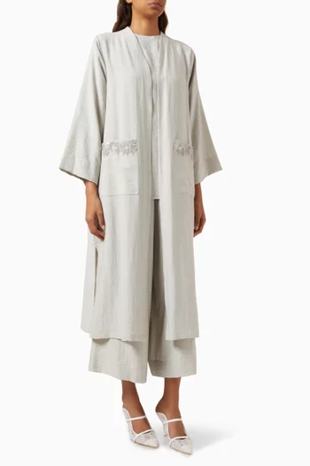 4-piece Embroidered Co-ord Set in Linen