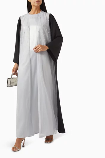 Embellished 3-piece Abaya Set in Crepe