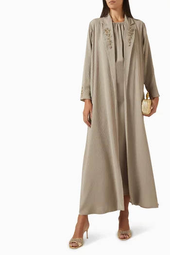 Embellished 3-piece Abaya Set in Zoom Crepe