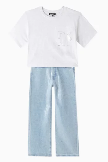 تي شيرت بطبعة شعار الماركة فيسكوز 