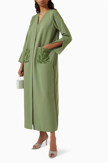 Leaf Embroidered Abaya