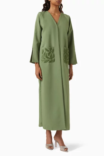 Leaf Embroidered Abaya