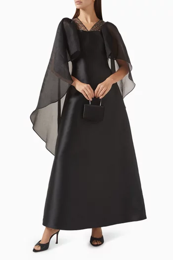 Sparkle Tulle A-line Maxi Dress in Satin