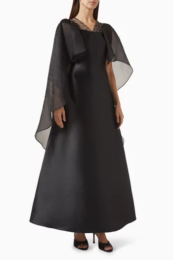 Sparkle Tulle A-line Maxi Dress in Satin