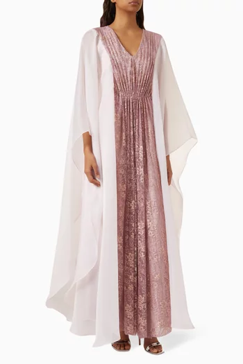 Pleated Maxi Dress in Lace & Organza