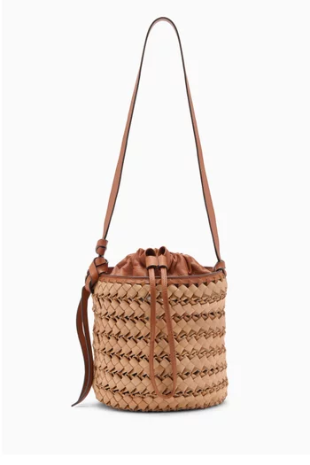 Imani Bucket Bag in Woven Leather