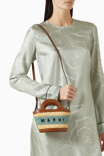 Micro Tropicalia Top-handle Bag in Raffia & Leather