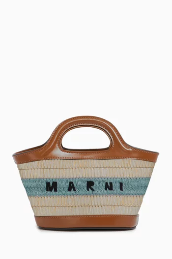 Micro Tropicalia Top-handle Bag in Raffia & Leather