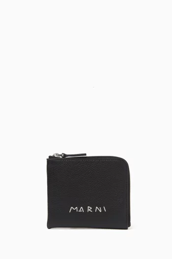 Logo Zip Wallet in Leather