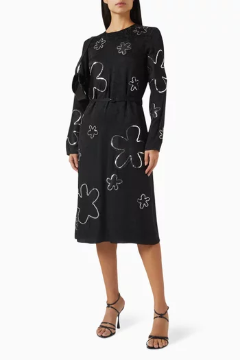 Floral-embellished Midi Dress