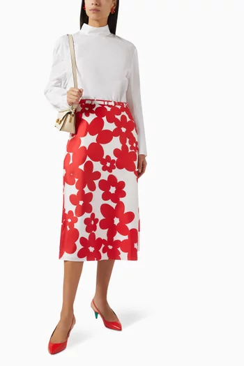 Dillies-print Midi Skirt in Silk
