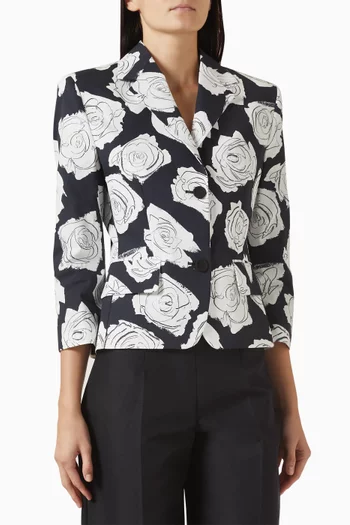 Aurora-print Tailored Jacket in Cotton-poplim