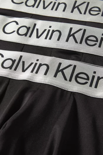 طقم بوكسر بخصر منخفض قماش مايكرو مطاطي، 3 قطع