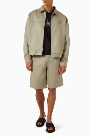 جاكيت بياقة مفرودة مزيج قطن