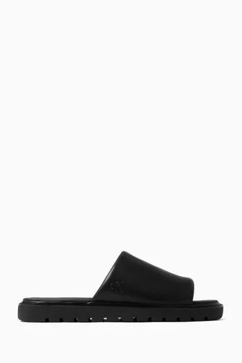 Square-toe Slides in Leather