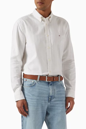 Enamel Flag Belt in Leather