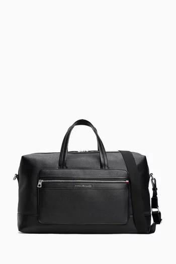 Metal Logo Duffel Bag in Faux Leather