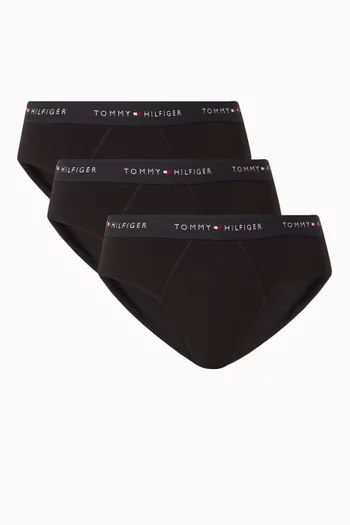 Signature Logo Briefs in Stretch Cotton, Set of 3