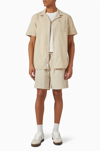 قميص بقصة عادية مزيج كتان