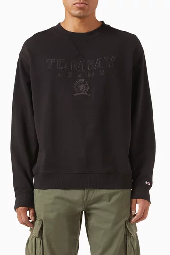 Varsity Crewneck Sweatshirt in Cotton