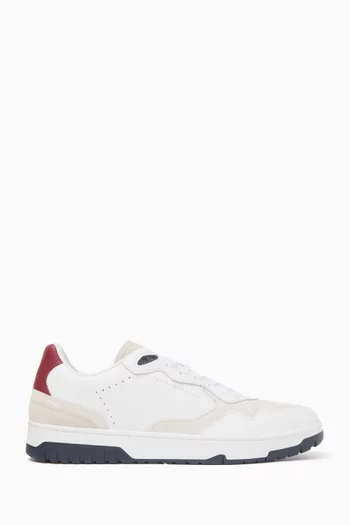 Mixed Texture Basketball Sneakers in Leather