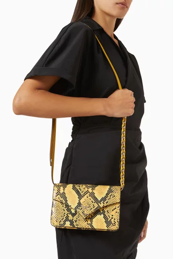 حقيبة كتف بريلي دايموند ميني جلد بنقشة جلد الأفعى