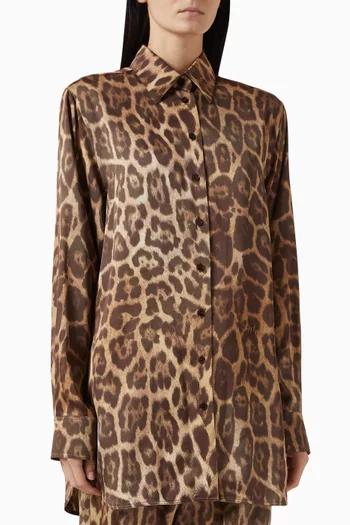 Leopard-print Oversized Shirt in Viscose