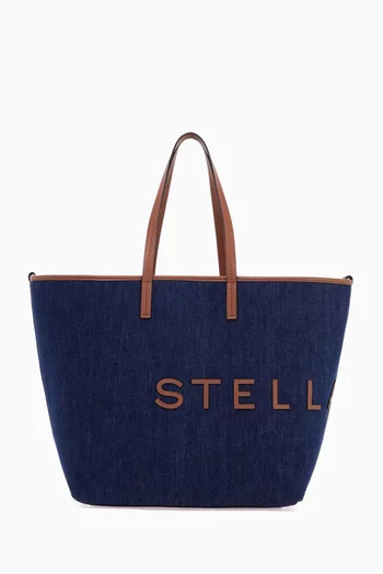 Logo Tote Bag in Denim