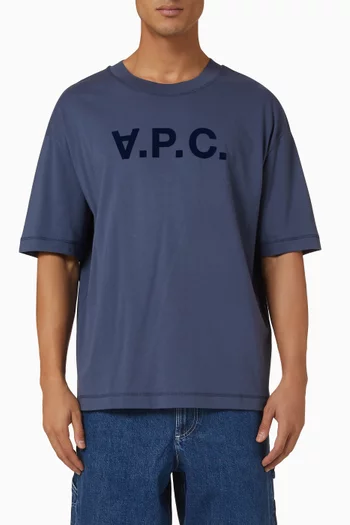 تي شيرت بقصة فضفاضة وشعار VPC بحجم كبير قطن عضوي