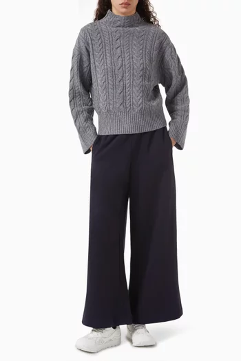 Brushed-Cotton Wide-Leg Joggers