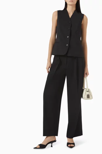 Wide-Leg Tailored Twill Trousers