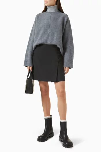 Colour-Block Layered Wool Jumper