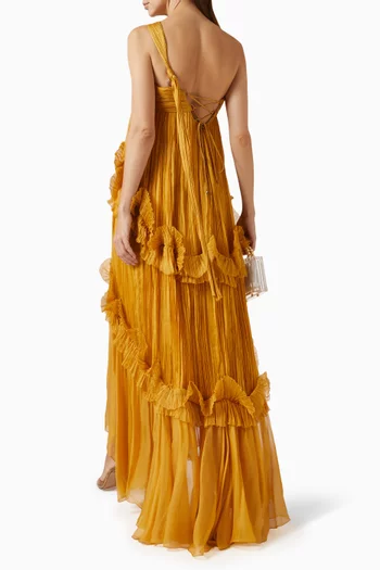 فستان سهرة سيليست بكتف مكشوف حرير موسلين