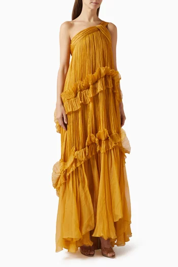 فستان سهرة سيليست بكتف مكشوف حرير موسلين