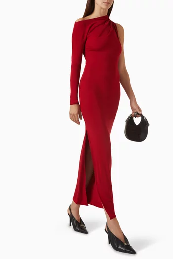 One-shoulder Maxi Dress in Crepe