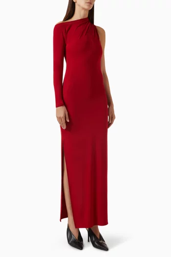 One-shoulder Maxi Dress in Crepe
