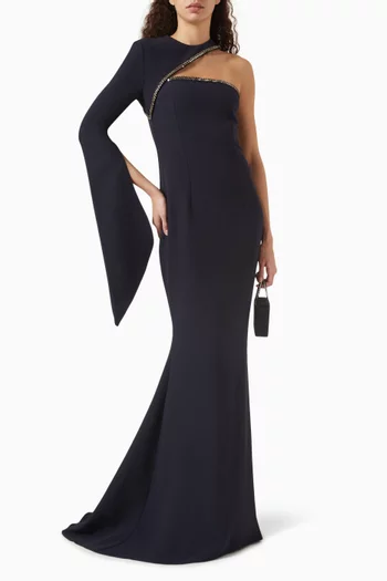 Raha Embroidered Gown in Crepe