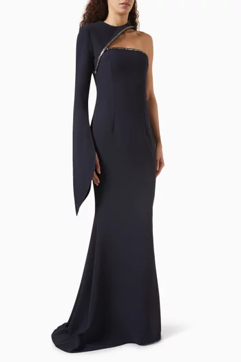 Raha Embroidered Gown in Crepe
