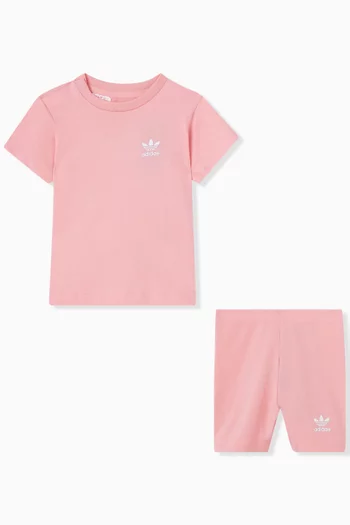 Logo T-shirt & Shorts Set in Cotton
