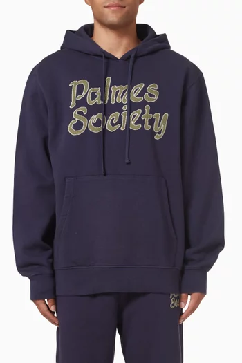 سويت شيرت بغطاء رأس وبشعار Society مزيج قطن عضوي