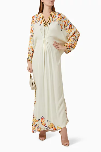 Butterfly-print Kaftan