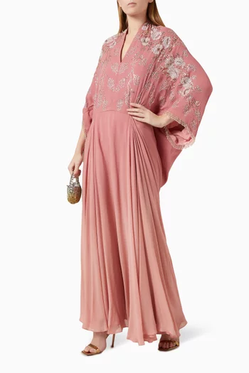 Embellished-bodice Gathered Kaftan