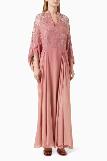 Embellished-bodice Gathered Kaftan