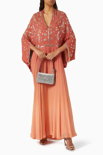 Embellished-bodice Gathered Kaftan