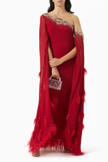 Long Feathered Sleeves Kaftan