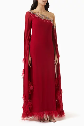 Long Feathered Sleeves Kaftan