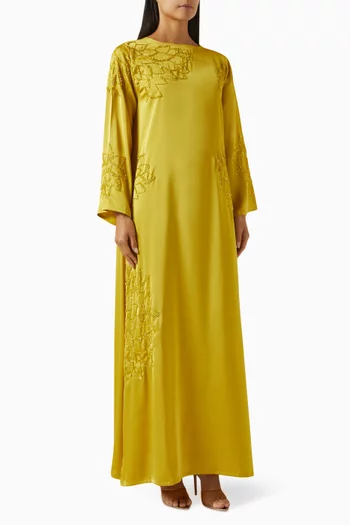 Embellished Floral Kaftan in Crepe