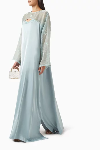 Bead Embellished Kaftan in Crepe & Organza